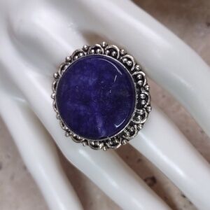 Artisan Crafted Sterling Silver/Faceted Charoite Gemstone Ring